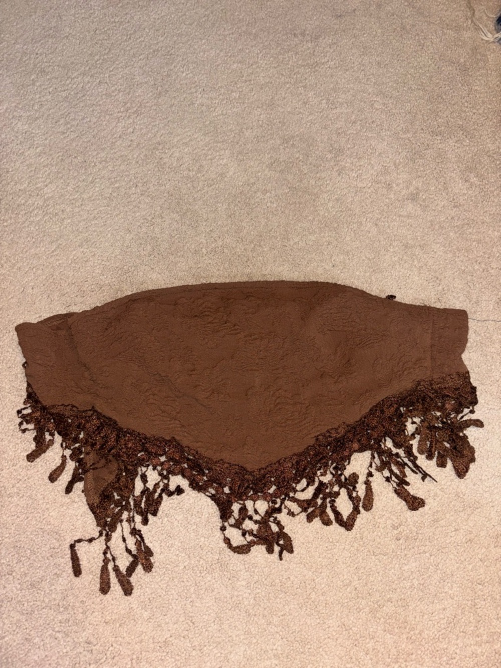 Brown Crochet Fringe Tube top